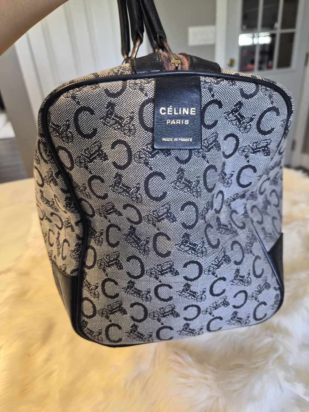 Celine Cream & Black Monogram Travel Duffle - Picture 10 of 14